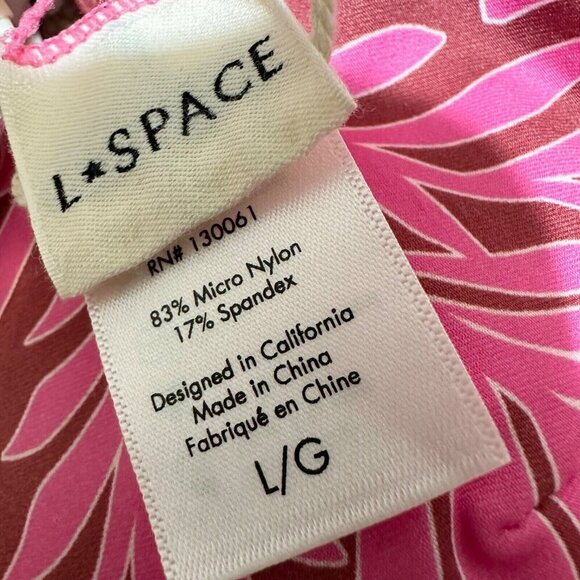 L*SPACE Womens Size L Tiki Tiki Pink Print Finneas Triangle Bikini Top NWT - Picture 11 of 11